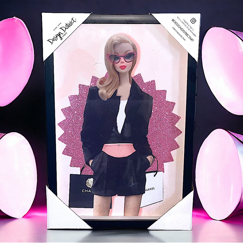 Barbie Chanel Framed Glass Wall Art Decor